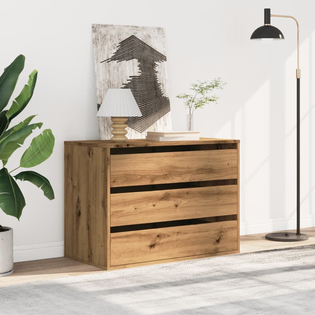 vidaXL Συρταριέρα Γωνιακή Αρτισιανή Δρυς 80x41x58 εκ. Επεξεργ. Ξύλο