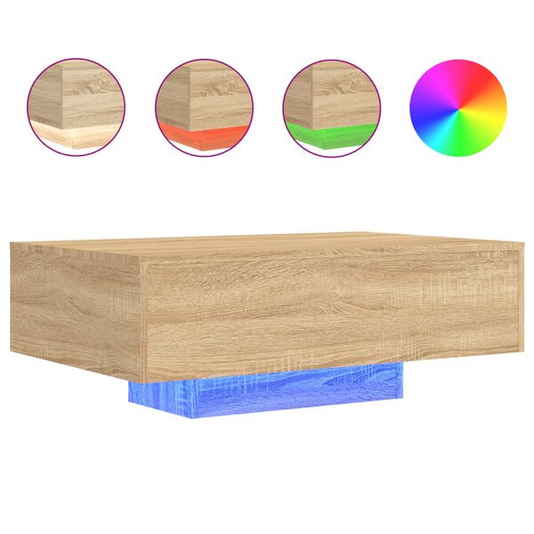 vidaXL Τραπεζάκι Σαλονιού με Φώτα LED Sonoma Δρυς 85x55x31 εκ.