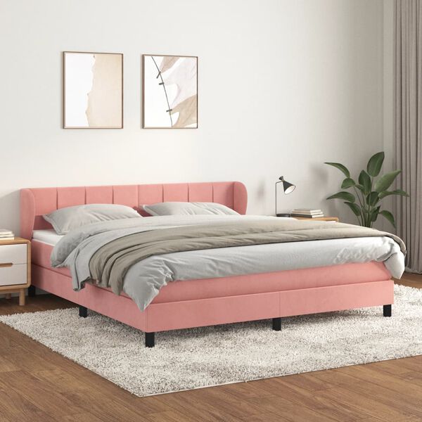 vidaXL &Kappa;&rho;&epsilon;&beta;ά&tau;&iota; Boxspring &mu;&epsilon; &Sigma;&tau;&rho;ώ&mu;&alpha; &Rho;&omicron;&zeta; 160x200 &epsilon;&kappa;. &Beta;&epsilon;&lambda;&omicron;ύ&delta;&iota;&nu;&omicron;