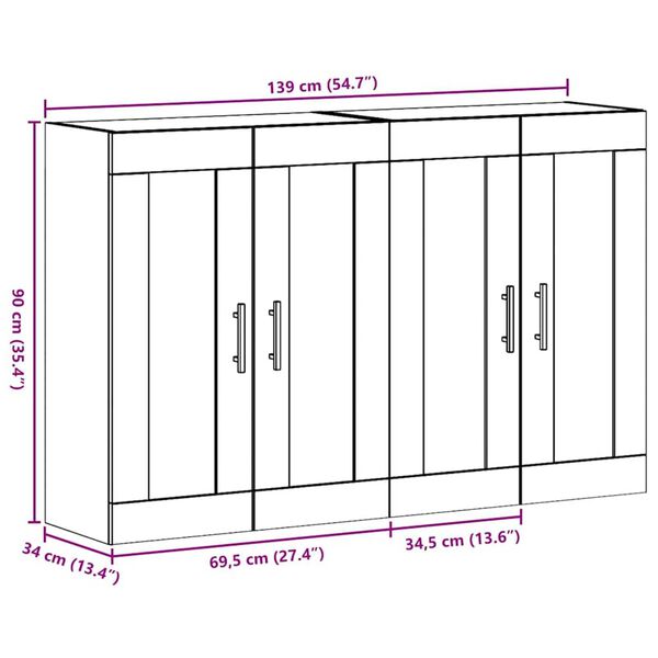 vidaXL Ντουλάπια Τοίχου 2 pcs Βελανιδιά Τέχνη και Μαύρο