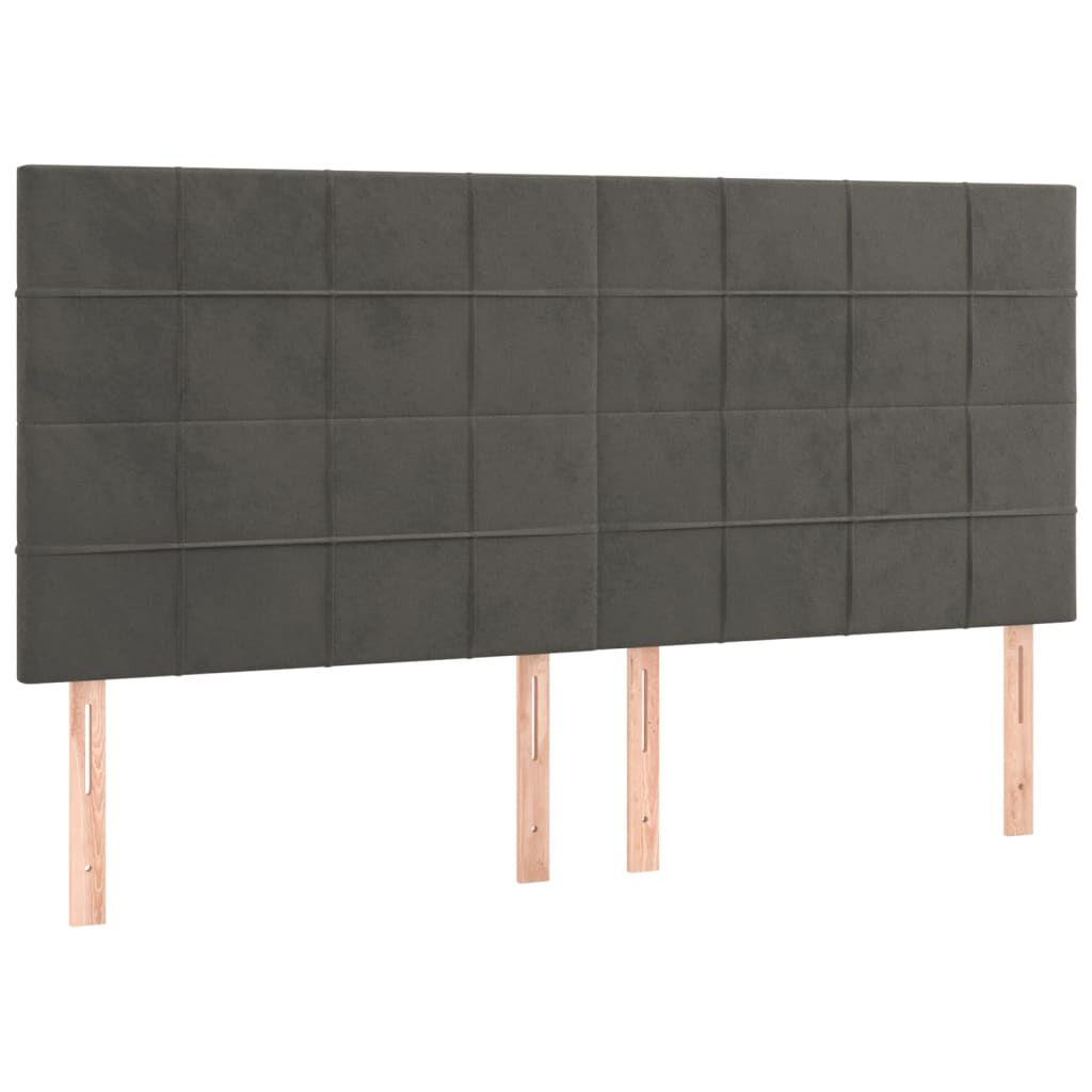 vidaXL Κεφαλάρια Κρεβατιού 4 τεμ. Σκούρο Γκρι 90x5x78/88 εκ. Βελούδινο