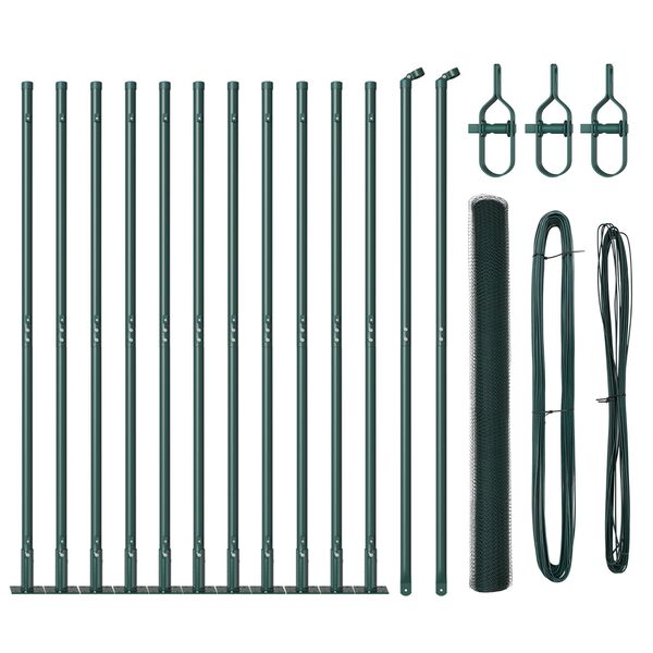 vidaXL Σετ Φράχτη Σετ 2 Πράσινο Ατσάλι, PVC 25 x 1.5 m Ανθεκτικό