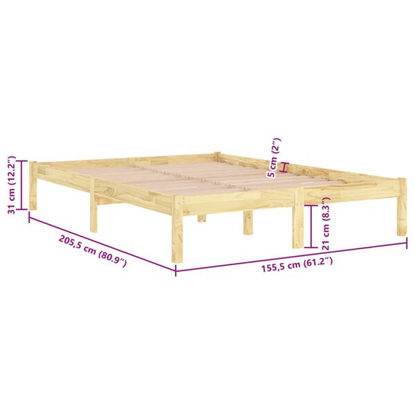 vidaXL Πλαίσιο Κρεβατιού 150 x 200 εκ. Μασίφ Ξύλο King Size