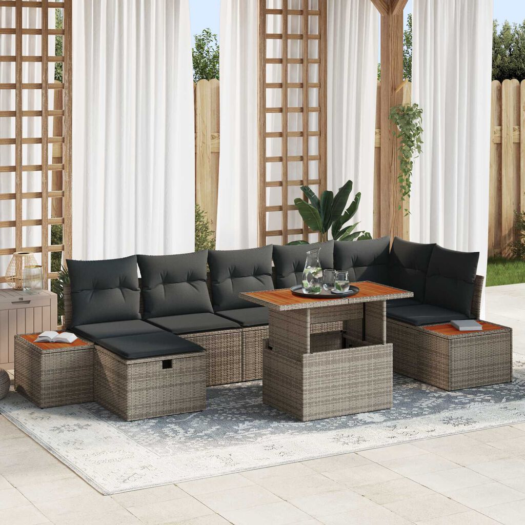 vidaXL Σετ Καναπέ Κήπου 8 pcs Γκρι συνθετικό ρατάν