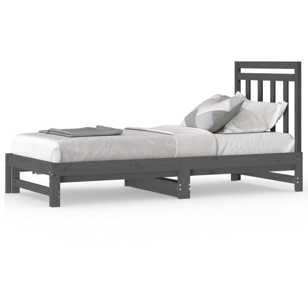 vidaXL Καναπές Κρεβάτι Συρόμενος Γκρι 2x(90x200) εκ. Μασίφ Ξύλο Πεύκου