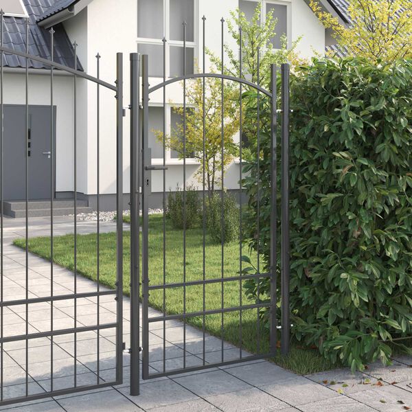 vidaXL Πύλη Κήπου με κλειδαριά Γκρι 200 x 100 cm 100 x 200 cm Ατσάλι