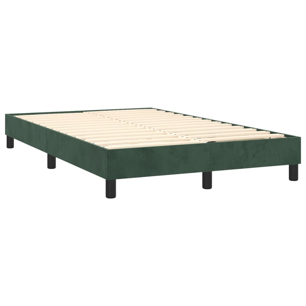vidaXL Κρεβάτι Boxspring με Στρώμα & LED Σκ. Πράσινο 120x200εκ Βελούδο