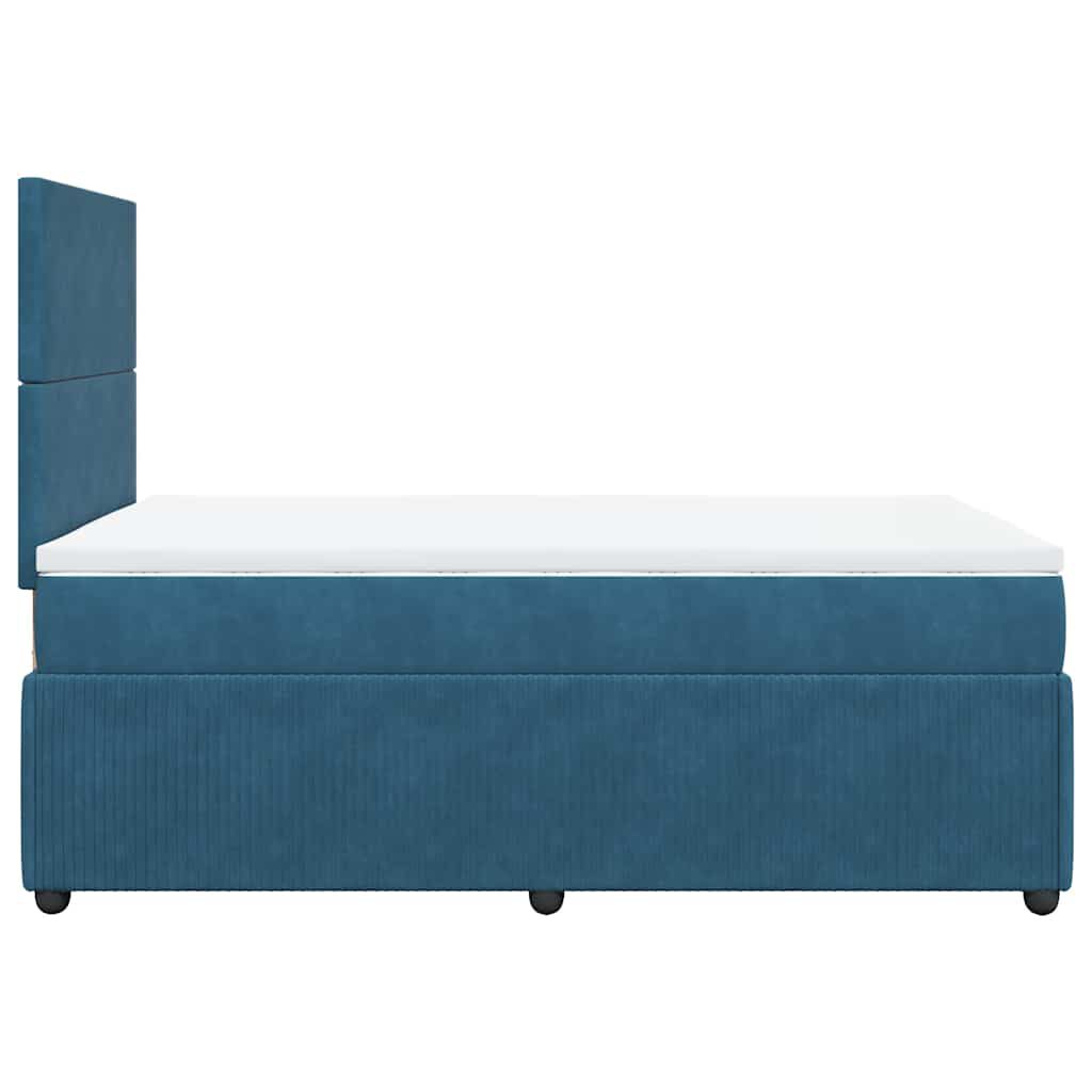 vidaXL Κρεβάτι Boxspring με Στρώμα Μπλε 120x200 εκ. Βελούδινο