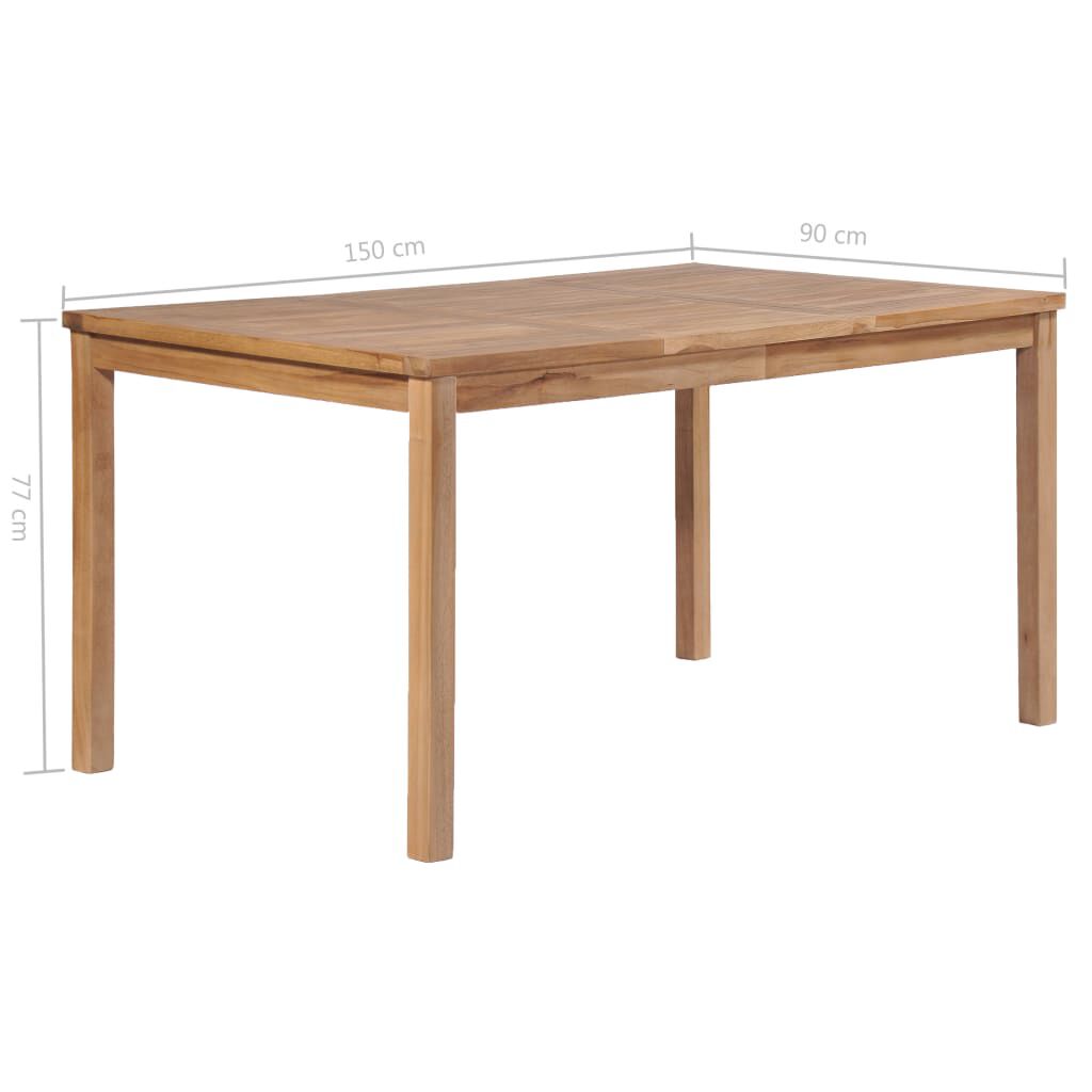 vidaXL Τραπέζι Κήπου 150 x 90 x 77 εκ. από Μασίφ Ξύλο Teak