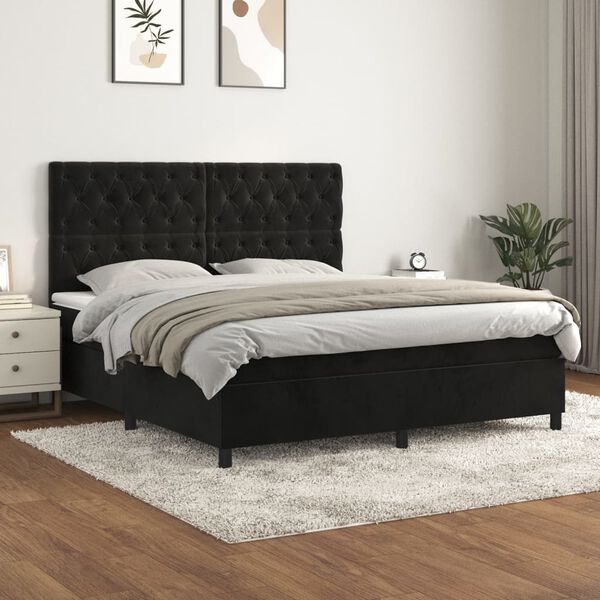 vidaXL &Kappa;&rho;&epsilon;&beta;ά&tau;&iota; Boxspring &mu;&epsilon; &Sigma;&tau;&rho;ώ&mu;&alpha; &Mu;&alpha;ύ&rho;&omicron; 160x200 &epsilon;&kappa;. &Beta;&epsilon;&lambda;&omicron;ύ&delta;&iota;&nu;&omicron;