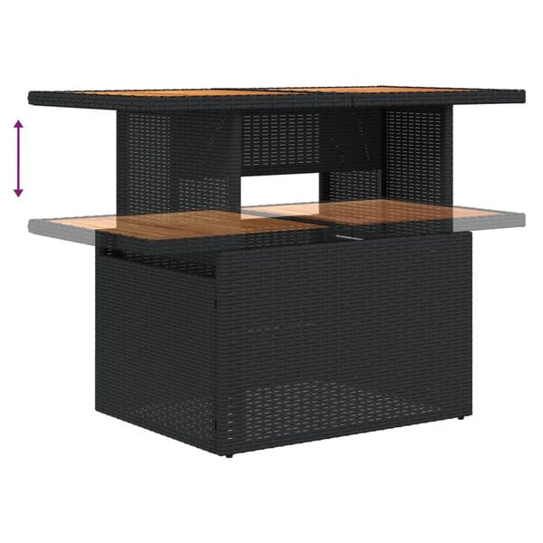 vidaXL Τραπέζι Κήπου Μαύρο 100x55x73 εκ. Συνθετικό Ρατάν/Ξύλο Ακακίας