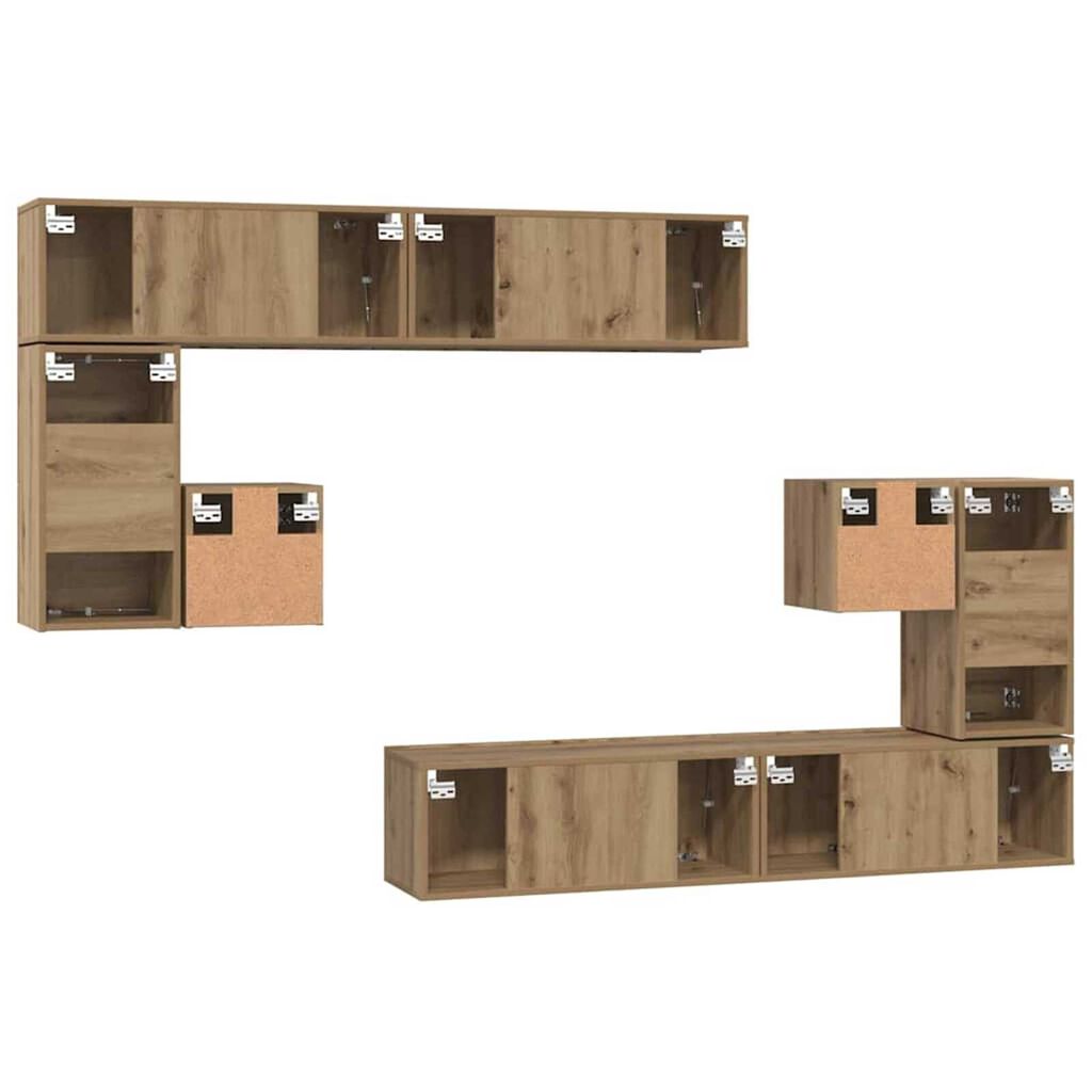 vidaXL Σετ επίπλου τηλεόρασης Επιτοίχιο 8 pcs artisan δρυς