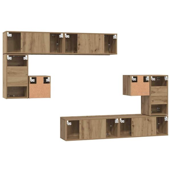 vidaXL Σετ επίπλου τηλεόρασης Επιτοίχιο 8 pcs artisan δρυς