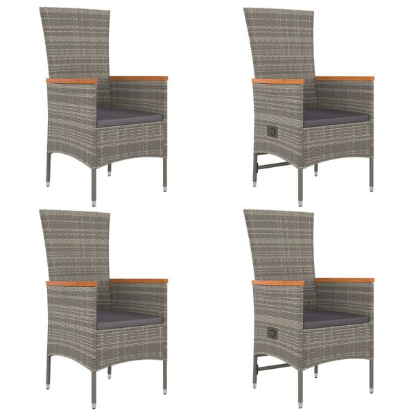 vidaXL Σετ Τραπεζαρίας Κήπου 5 τεμ. Γκρι Συνθ. Ρατάν με Μαξιλάρια