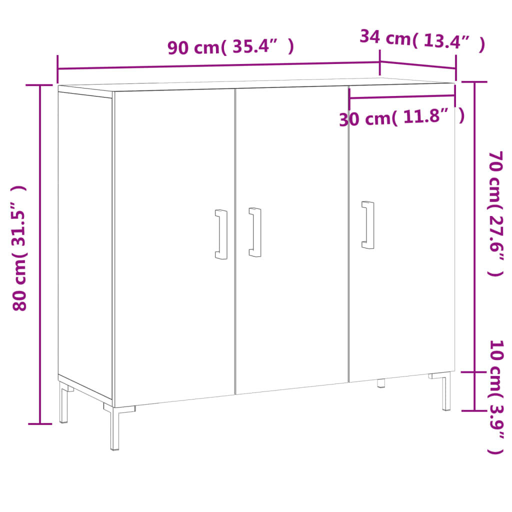 vidaXL Ντουλάπι Sonoma δρυς 90x34x80 εκ. Επεξεργασμένο Ξύλο