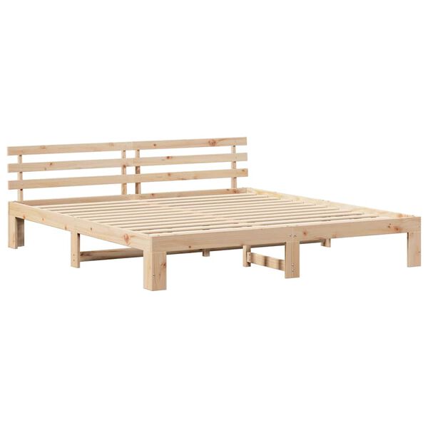 vidaXL Σκελετός Κρεβατιού Καφέ 200 x 200 cm Μασίφ ξύλο πεύκου