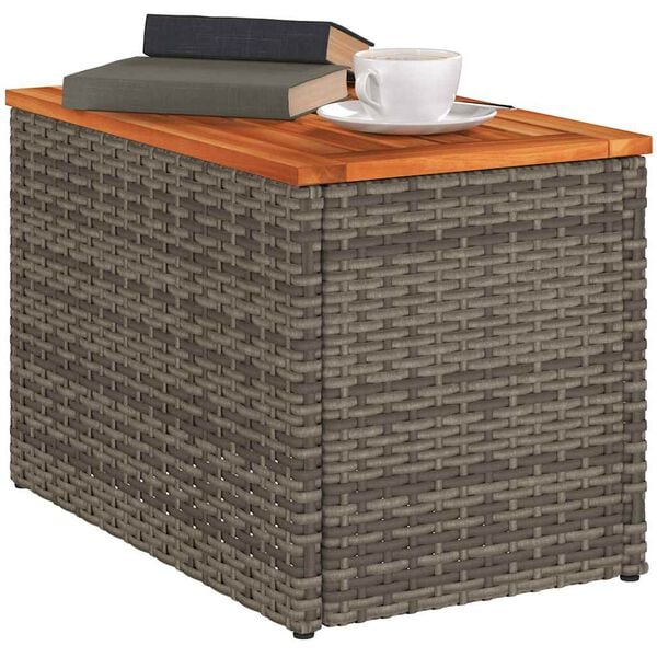 vidaXL Τραπεζάκια Κήπου 2 τεμ. Γκρι 55x34x37εκ. Συνθ.Ρατάν/Μασίφ Ξύλο