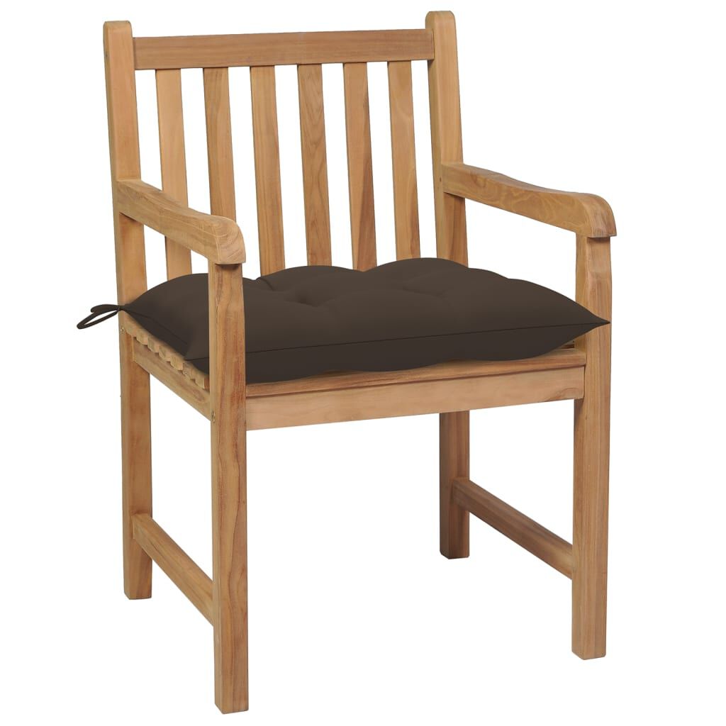 vidaXL Καρέκλες Κήπου 8 Τεμαχίων Μασίφ Ξύλο Teak με Taupe Μαξιλάρια