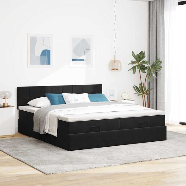 vidaXL &Omicron;&theta;&omega;&mu;&alpha;&nu;&iota;&kappa;ό &kappa;&rho;&epsilon;&beta;ά&tau;&iota; &mu;&epsilon; &sigma;&tau;&rho;ώ&mu;&alpha;&tau;&alpha; &Mu;&alpha;ύ&rho;&omicron; 160x200cm Velvet
