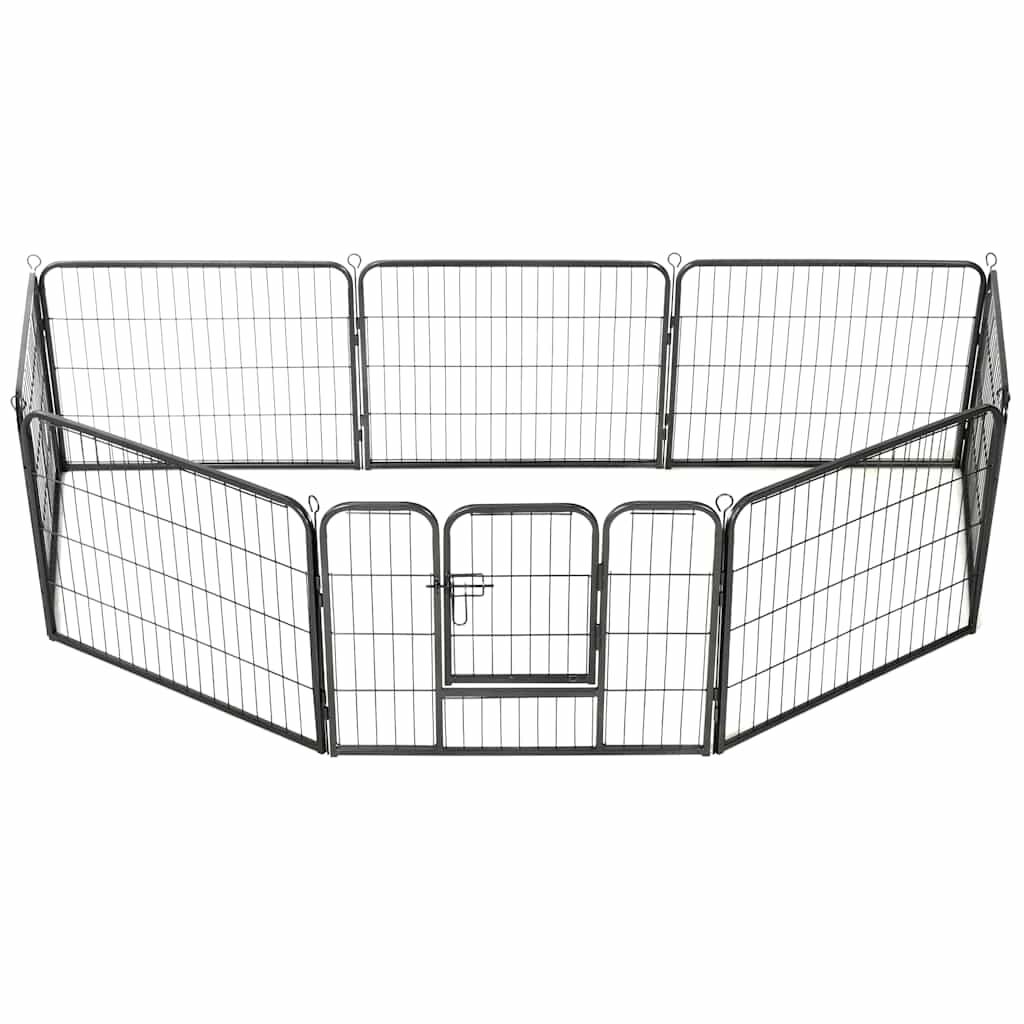 vidaXL Πάρκο Σκύλου με 8 Πάνελ Μαύρο 60 x 80 εκ. Ατσάλινο