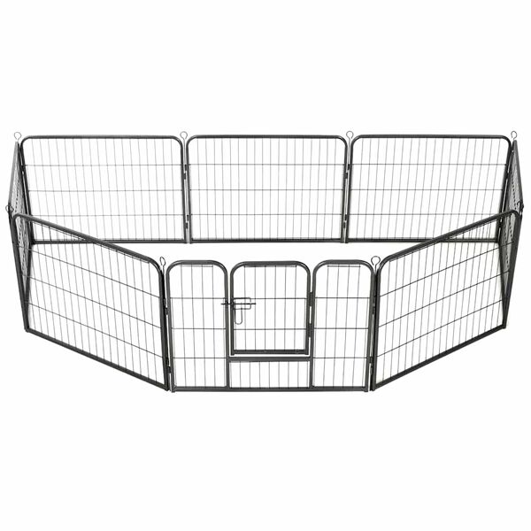 vidaXL Πάρκο Σκύλου με 8 Πάνελ Μαύρο 60 x 80 εκ. Ατσάλινο