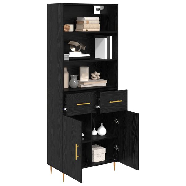 vidaXL Highboard &Mu;&alpha;ύ&rho;&eta; &Omicron;&xi;&upsilon;ά 69,5 x 34 x 180 &epsilon;&kappa;. &Epsilon;&pi;&epsilon;&xi;&epsilon;&rho;&gamma;&alpha;&sigma;&mu;έ&nu;&omicron; &xi;ύ&lambda;&omicron;