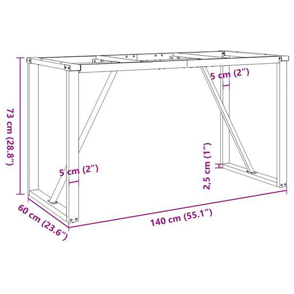 vidaXL Πόδια Τραπεζαρίας σε Σχήμα «Ο» 140x60x73 εκ. Ατσάλι