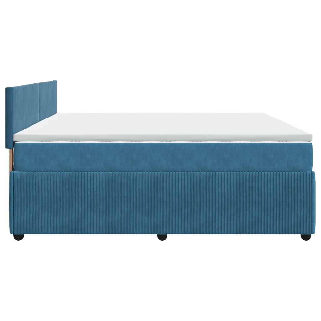 vidaXL Κρεβάτι Boxspring με Στρώμα Μπλε 200x200 εκ. Βελούδινο