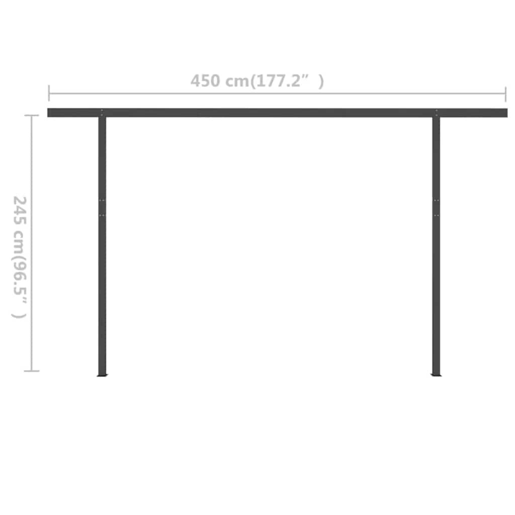 vidaXL Τέντα Συρόμενη Χειροκίνητη με LED Κρεμ 4 x 3 μ.