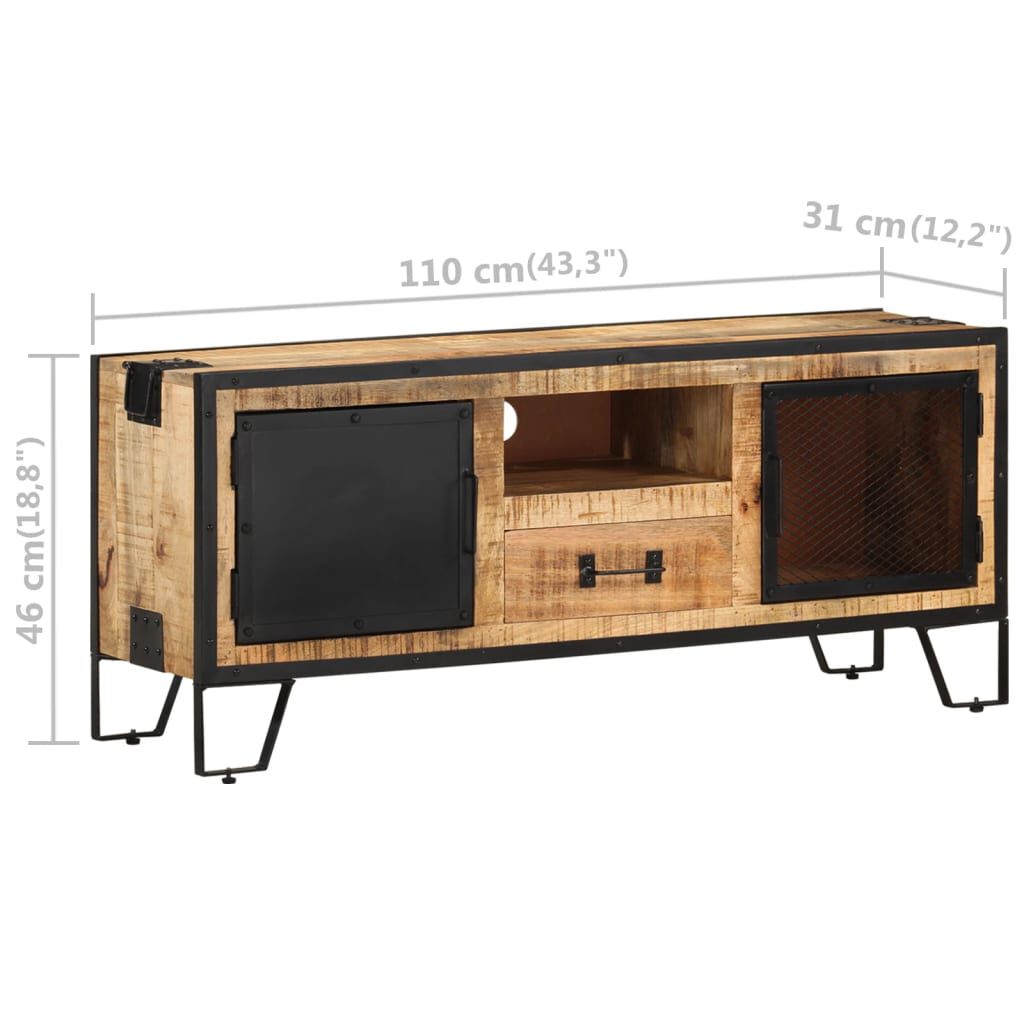 vidaXL Έπιπλο Τηλεόρασης 110 x 31 x 46 εκ. από Ακατέργαστο Ξύλο Μάνγκο