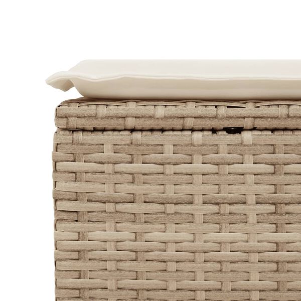 vidaXL Υποπόδιο Κήπου Μπεζ 55x55x37 εκ. Συνθετικό Ρατάν με Μαξιλάρι