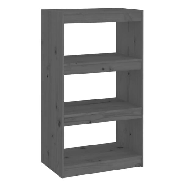 vidaXL Βιβλιοθήκη/Διαχωριστικό Χώρου Γκρι 60x30x103,5 εκ. Μασίφ Πεύκο