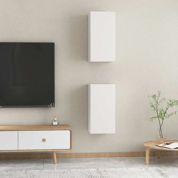 vidaXL Έπιπλα Τηλεόρασης 2 τεμ. Λευκά 30,5x30x60 εκ. από Επεξ. Ξύλο