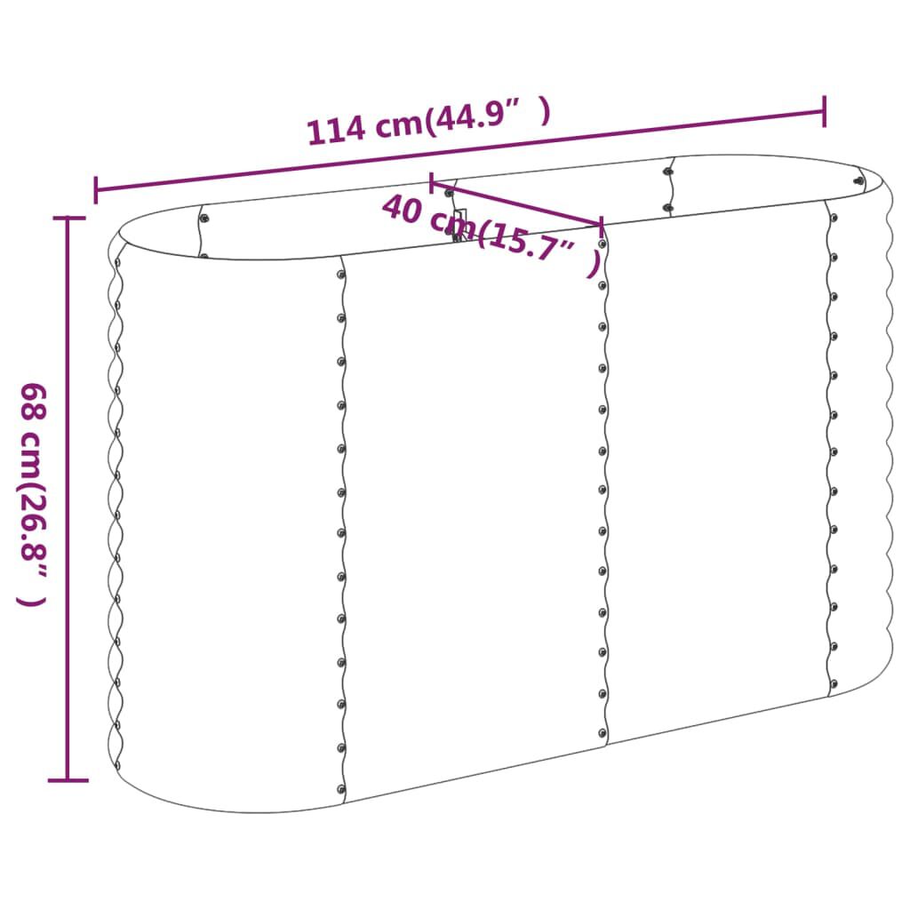 vidaXL Ζαρντινιέρα Καφέ 114x40x68 εκ. Ατσάλι με Ηλεκτρ. Βαφή Πούδρας