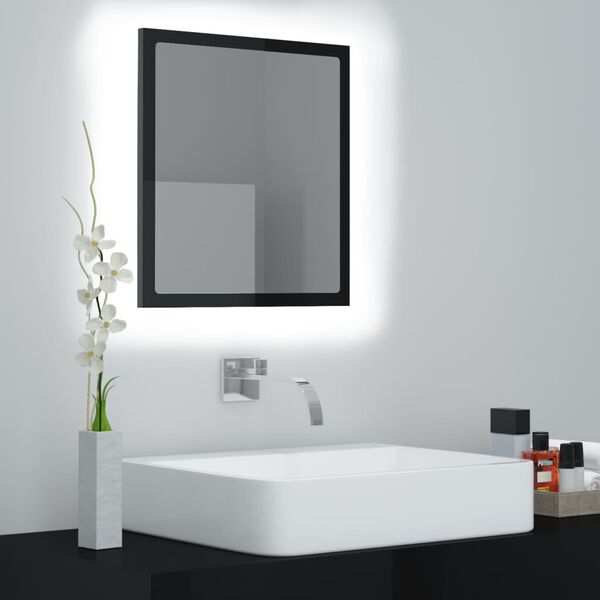 vidaXL Καθρέφτης Μπάνιου με LED Γυαλ. Μαύρο 40x8,5x37 εκ. Ακρυλικός