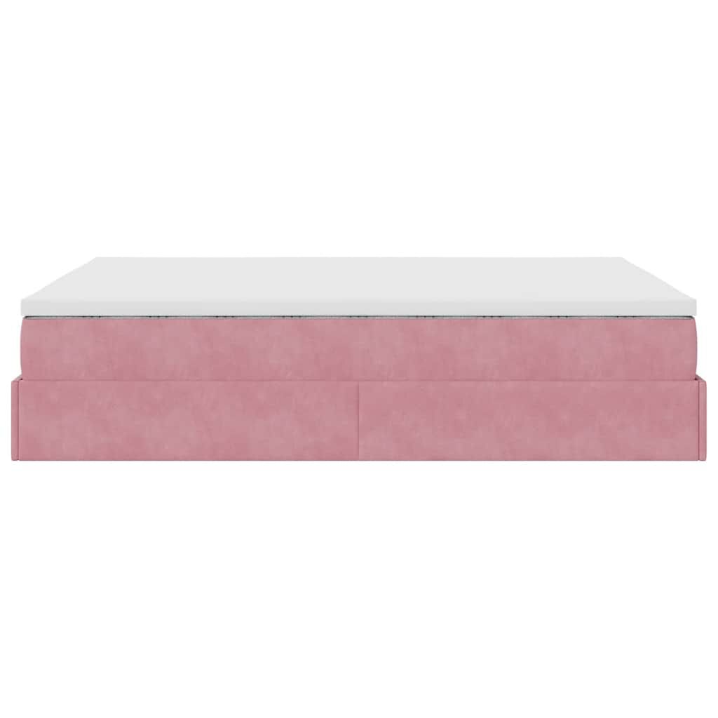 vidaXL Οθωμανικό κρεβάτι με στρώμα ροζ 140x190cm Βελούδο