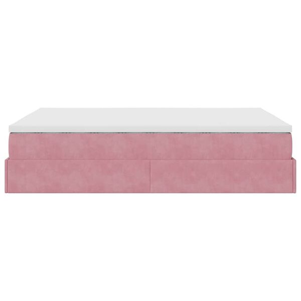 vidaXL Οθωμανικό κρεβάτι με στρώμα ροζ 140x190cm Βελούδο