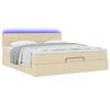 vidaXL Οθωμανικό κρεβάτι με στρώμα & LEDs Cream 180x200cm ύφασμα