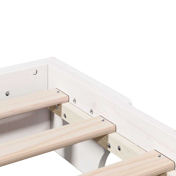 vidaXL κρεβάτι Λευκό Μασίφ ξύλο πεύκου 135 x 190 εκ. Κρεβάτι Ορθογώνιο