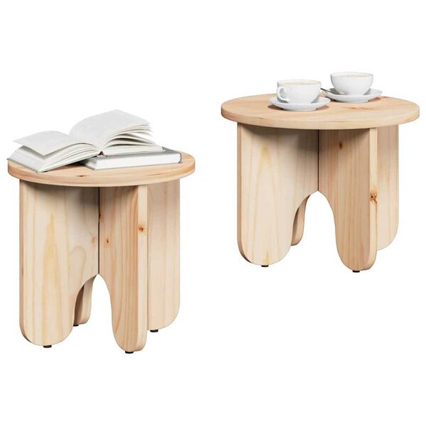vidaXL Τραπεζάκι σαλονιού 2 pcs Φυσικό 39.5 x 39.5 x 30 εκ.