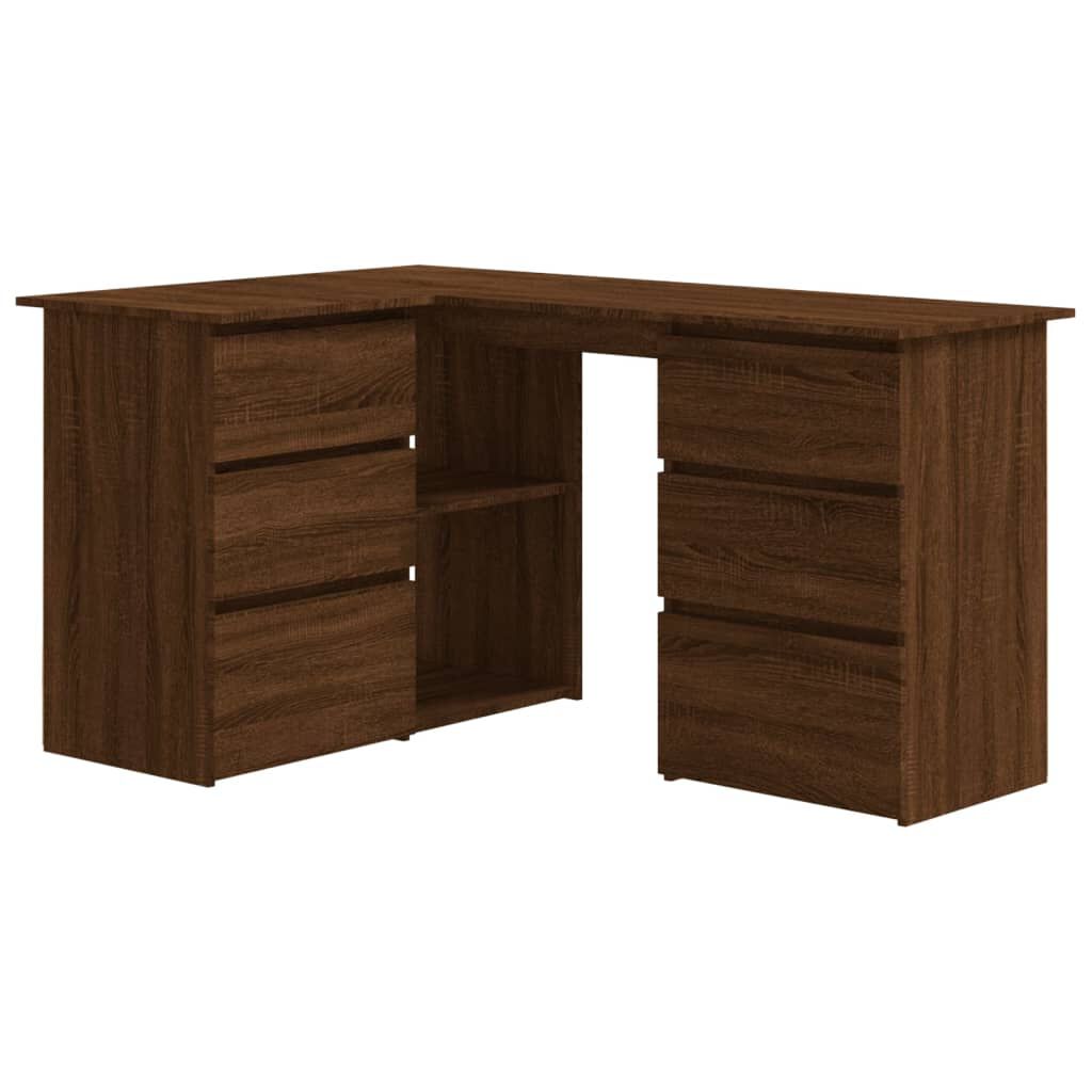 vidaXL Γραφείο Γωνιακό Καφέ Δρυς 145x100x76 εκ. Επεξεργασμένο Ξύλο