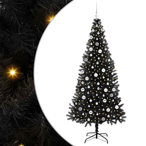 vidaXL Χριστουγεννιάτικο Δέντρο με 300 LED με βάση Μαύρο 210 cm PVC