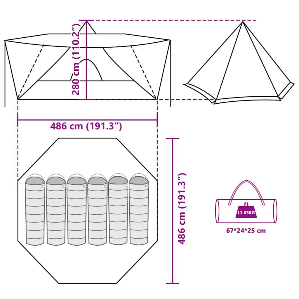 vidaXL Σκηνή Οικογενειακή Tipi 6 Ατόμων Αδιάβροχη Παραλλαγή