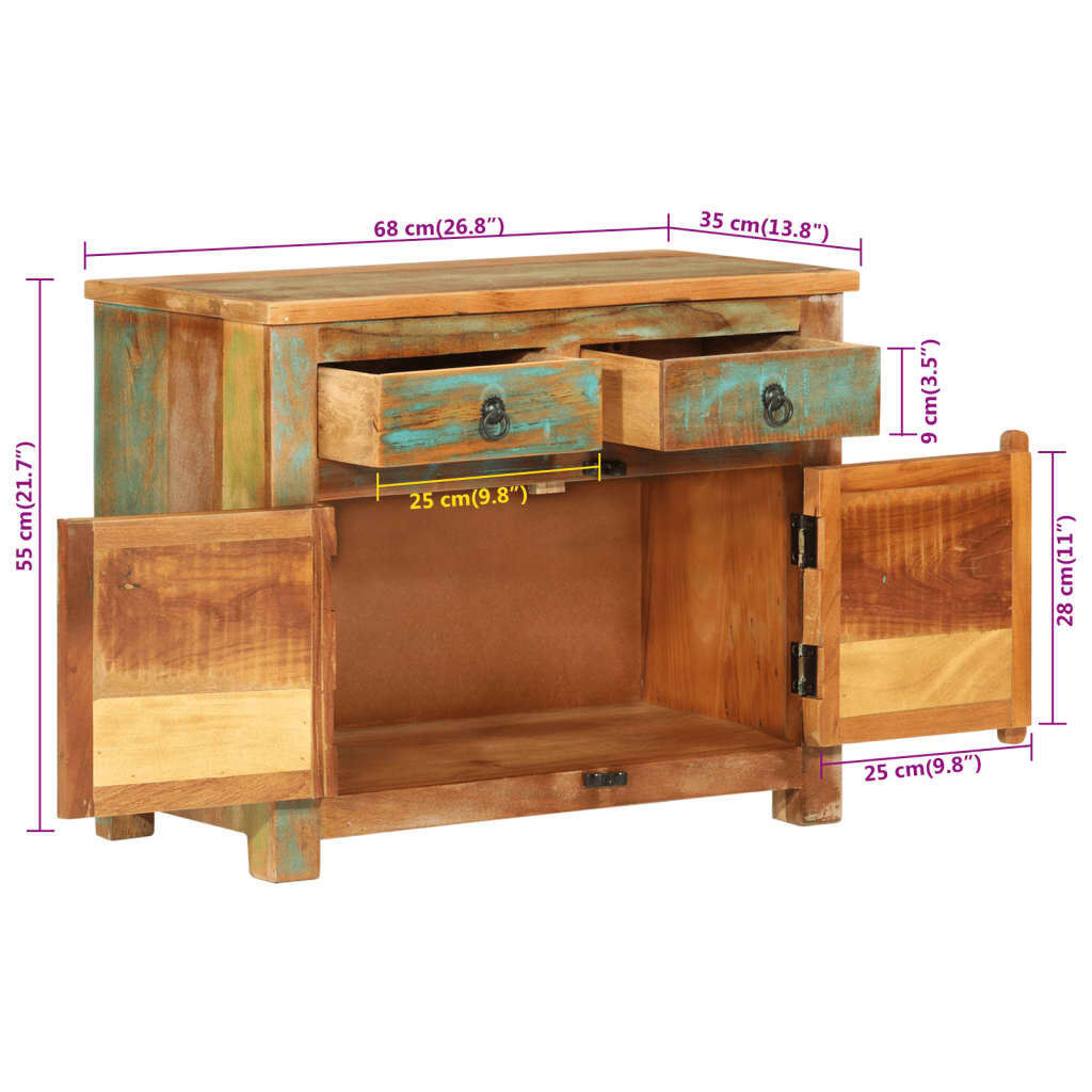 vidaXL Ντουλάπι 68 x 35 x 55 εκ. από Μασίφ Ανακυκλωμένο Ξύλο