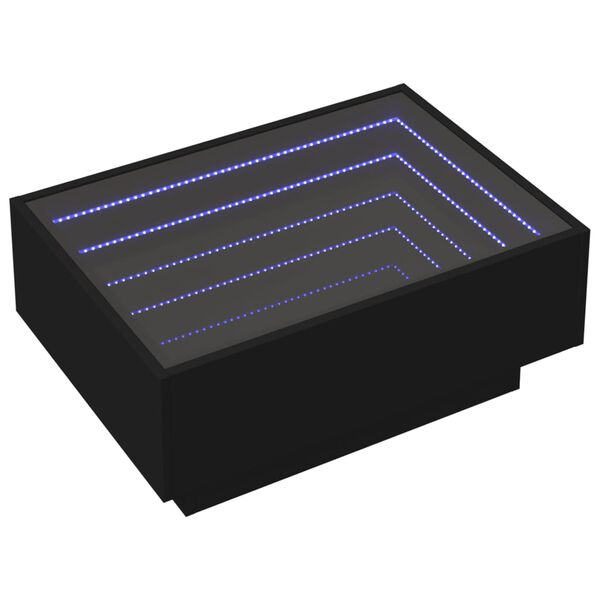 vidaXL Τραπεζάκι Σαλονιού με LED Μαύρο 70x50x30 εκ. Επεξεργασμένο Ξύλο