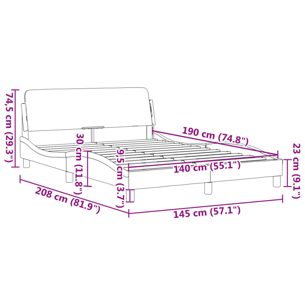 vidaXL Πλαίσιο Κρεβατιού με Κεφαλάρι Καφέ 140x190 εκ. Συνθετικό Δέρμα