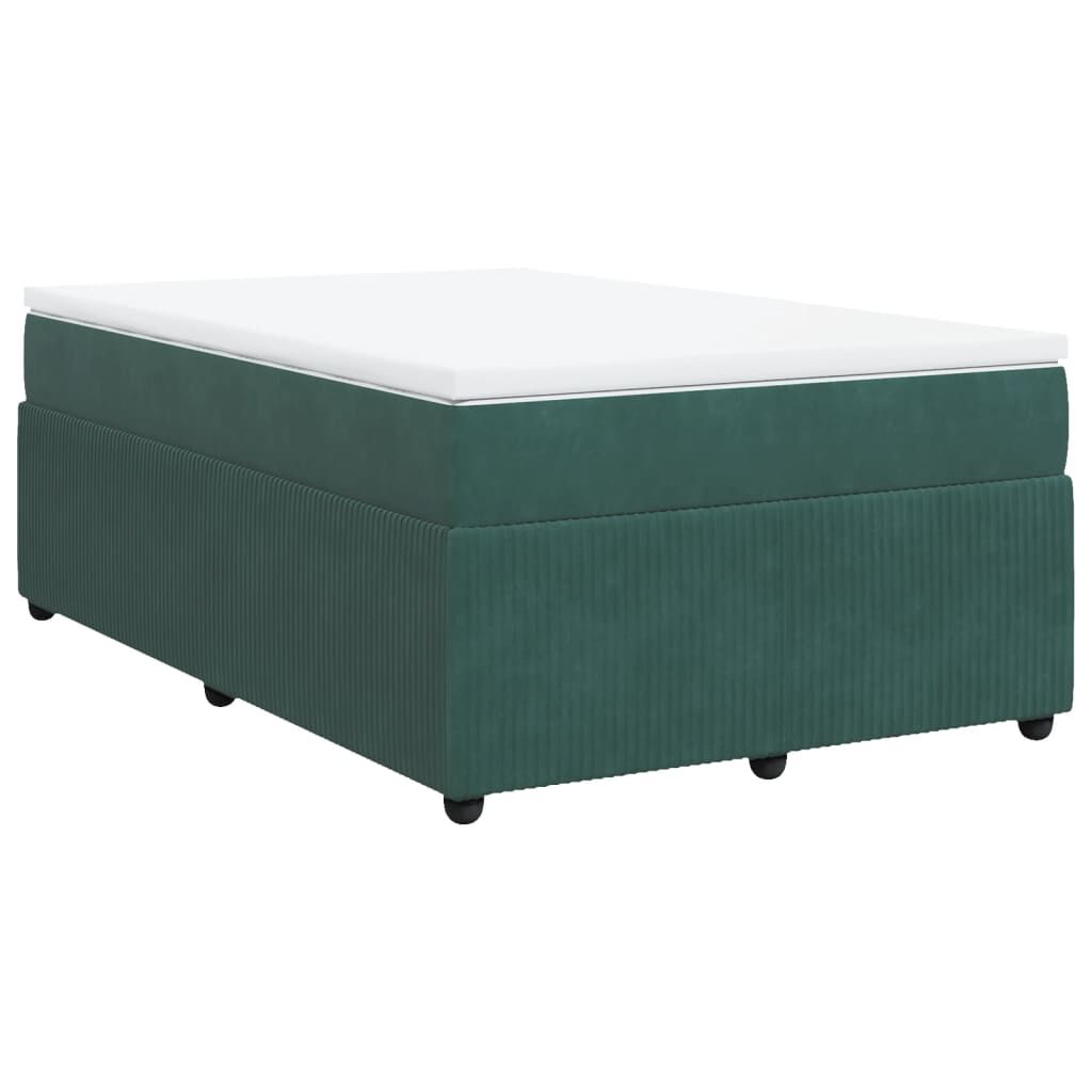vidaXL Κρεβάτι Boxspring με Στρώμα Σκούρο Πράσινο 120x200εκ. Βελούδινο