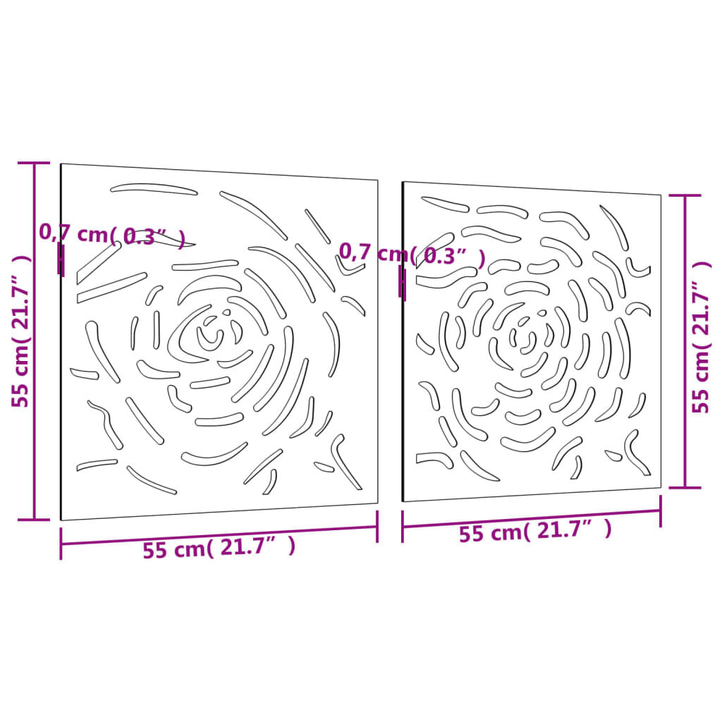 vidaXL Διακοσμητικά Κήπου Τριαντάφυλλα 2 τεμ. 55x55 εκ. Ατσάλι Corten