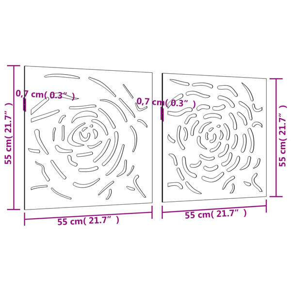 vidaXL Διακοσμητικά Κήπου Τριαντάφυλλα 2 τεμ. 55x55 εκ. Ατσάλι Corten