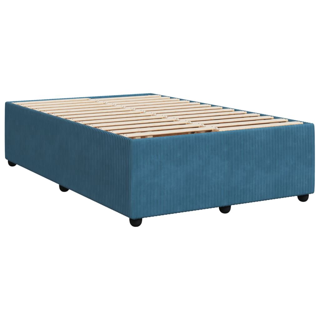 vidaXL Κρεβάτι Boxspring με Στρώμα Μπλε 120x200 εκ. Βελούδινο